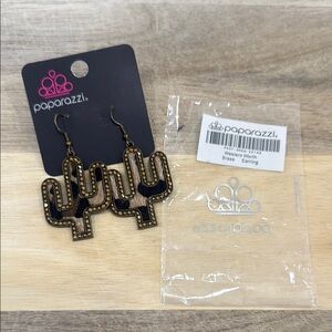 Paparazzi Black and Gold Cactus Dangle Earrings